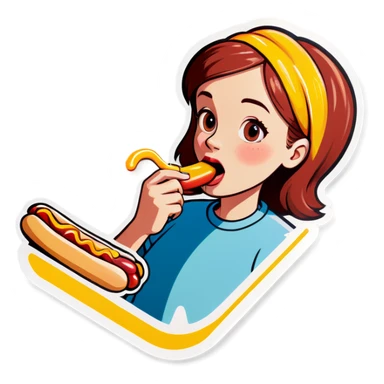 person eating a hotdog  sticker