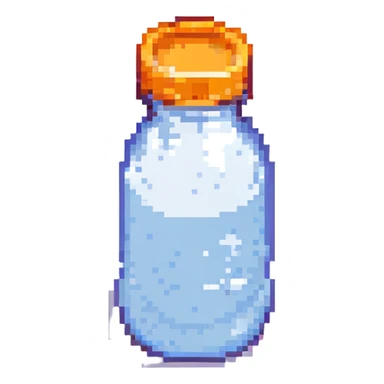 pixel art baby bottle containing milk with orange lid sticker