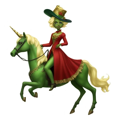 "galora green blonde alien woman" in red Victorian elegant dress, full body, rides unicorn gold
NO WOKE
 sticker