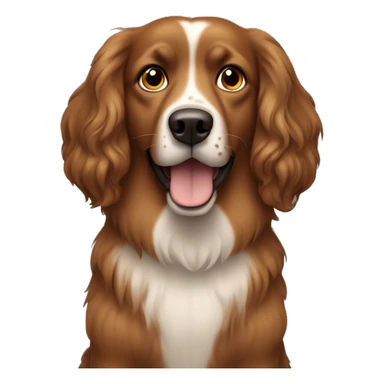 Brown longhaired dog with standing ears and dark-brown freckles over is face sticker