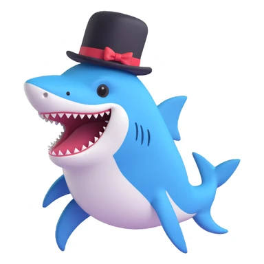 cute shark in a black top hat, looking dapper sticker