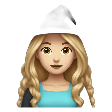 girl with witch hat with dark blond hair with cat ears with light blue eyes sticker
