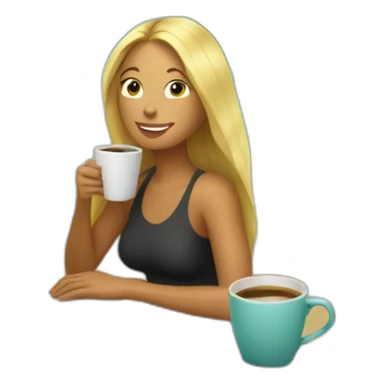women surfer drinking coffee in her surfboard sticker