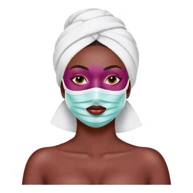 Lady with face mask spa beauty full face relaxing Burgundy sticker