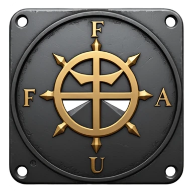 Minimal emoji, gothic metal coin made of black steel, engraved word FORTUNA at the center, ancient industrial aesthetic, worn metal texture, no glow, no neon, flat emoji design, centered, transparent background sticker