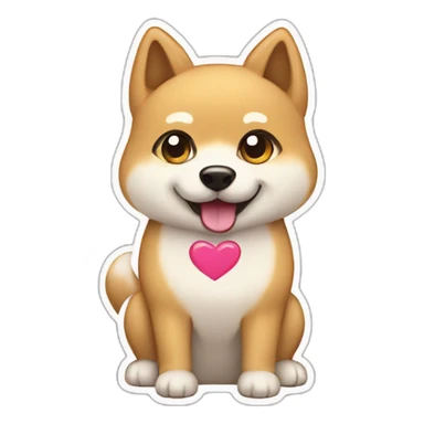 a cute doge with hearts replace the eyes holding a sign with "SUPERCHATTONE!", sticker style sticker