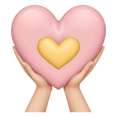 Hands holding one big heart
in soft pink, beige and yellow pastel light sticker