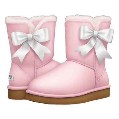 Light pink uggs with white ribbons that are short sticker