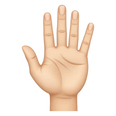 a hand with the palm facing the screen, the thumb, index and middle fingers are open sticker