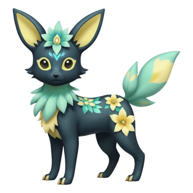 Multicolored sparkly light pale pastel whitish pretty cool elegant realistic flowery exotic Trico-Bolthund-Electrike-Luxray-Umbreon-Leafeon-hybrid, full body sticker