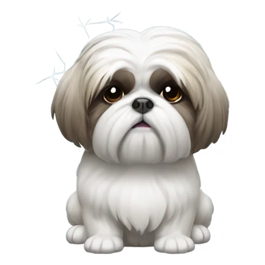 Shih tzu frowning with a storm cloud over his head sticker