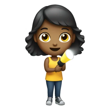 a girl with a flashlight sticker
