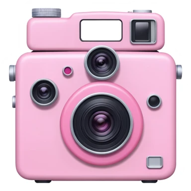 pink camera with a polaroid  sticker