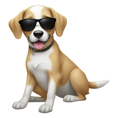 Dog with sunglasses in the beach sticker