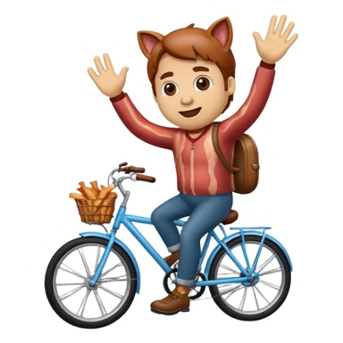 Bacon riding a bike waving sticker