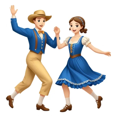 Cinematic Realistic scene of two square dancers in traditional American folk costumes, captured in joyful, coordinated motion with vibrant, rustic lighting that highlights their cultural heritage sticker