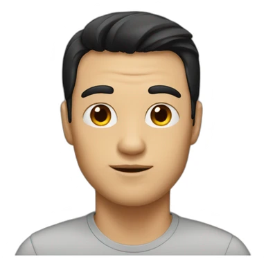 A man with black-hair and a black-cat sticker