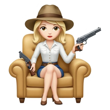 Mafia blondes woman in hat , gun , armchair  sticker