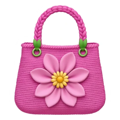 knitted bag pink flower sticker
