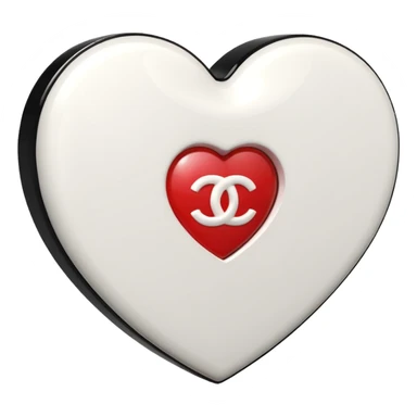 Chanel sport logo white heart 3d sticker