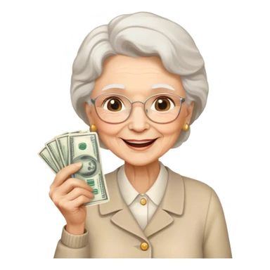 cute happy grandma with money in her hand sticker