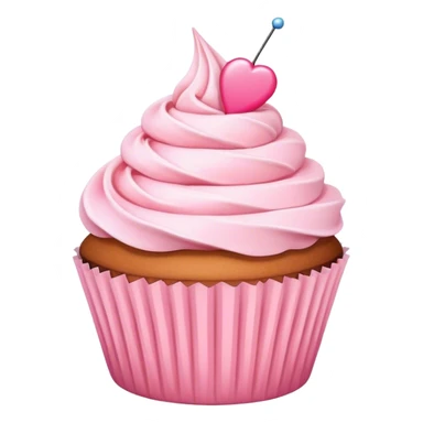 Cupcake with white paper and pastel pink icing sticker
