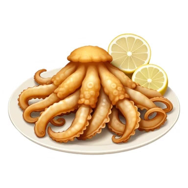 Fried squid Greek snack with a slice of lemon on the side sticker
