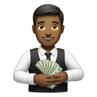 waiter with money in hands sticker