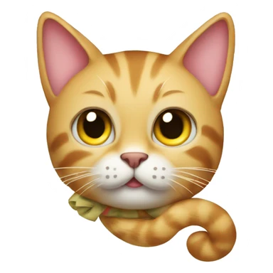 Cat with a bow around his tail sticker