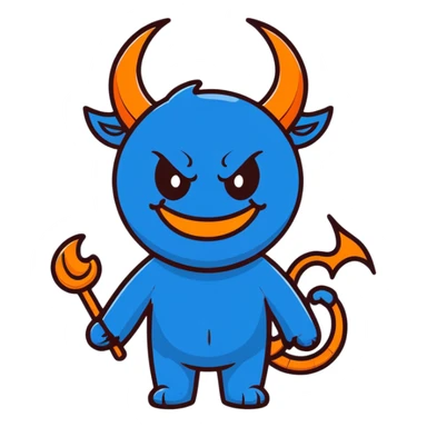 cute smiling blue devil with horns and a friendly face sticker