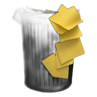 black mesh metal dustbin filled with yellow crumbled papers sticker