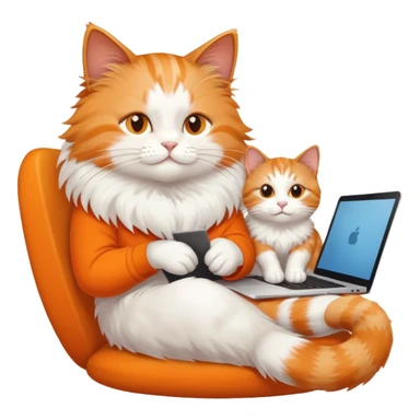 cat sitting on person's lap while working on laptop sticker