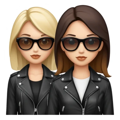 Mafia style women . Sunglasses, black jackets,  sticker