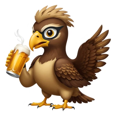 Seahawk bird drinking beer sticker