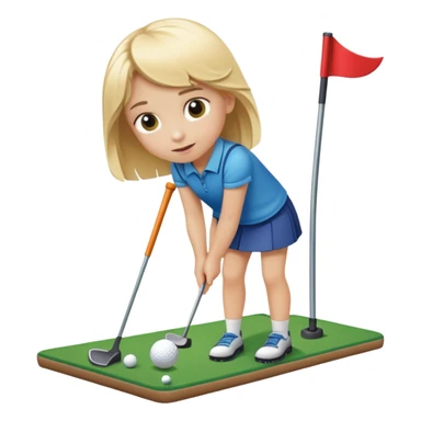 11 year old blonde haired girl playing mini-golf sticker
