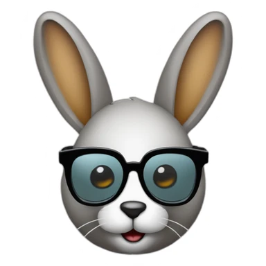 Conejo con gafas de sol full oscuras negras con un destello blanco cool y las gafas le tapan los ojos sticker