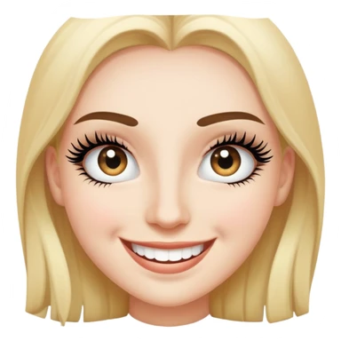 smiling solo portrait close-up with big lashes sticker