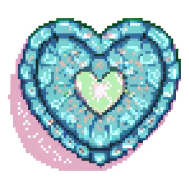 heart icon with a pixelated border, pixel art sticker