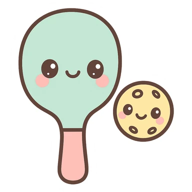 pickleball paddle and pickleball kawaii style sticker