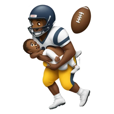 Linebacker tackling a baby sticker