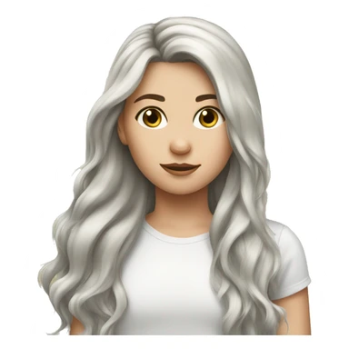 girl hair brunette and white horse sticker