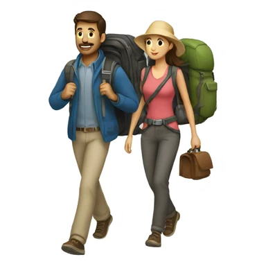 2 travelers walking sticker