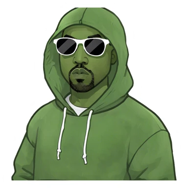 Kanye west in a hoodie sticker