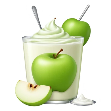 Yogurt with a green apple  sticker