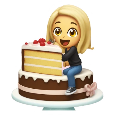 cake eating cake while sitting on cake sticker