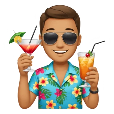 Male pool party with cocktails head sticker