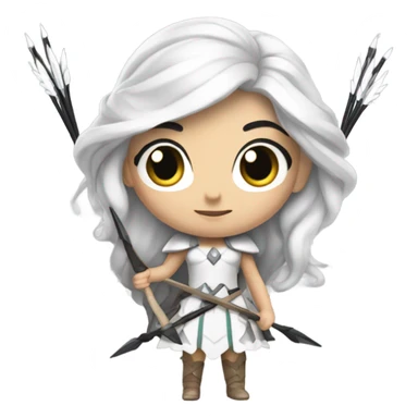 Supercell White skin princess black hair with bow and 3 arrows sticker