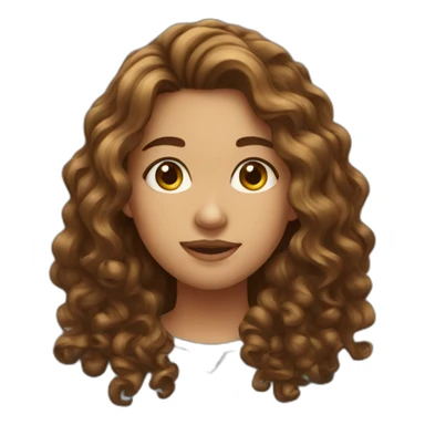 Girl with long curly brown hair sticker