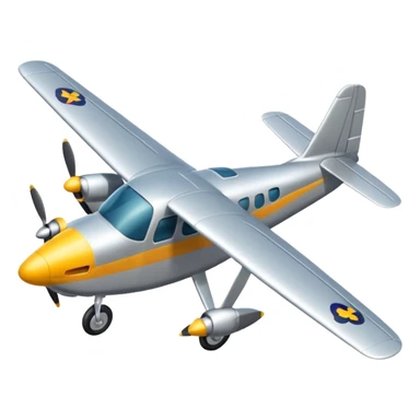 A small propeller plane with a bright painted nose and sturdy landing gear flying low and fast.
 sticker