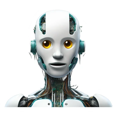 errored cyborg with wires and circuits  sticker